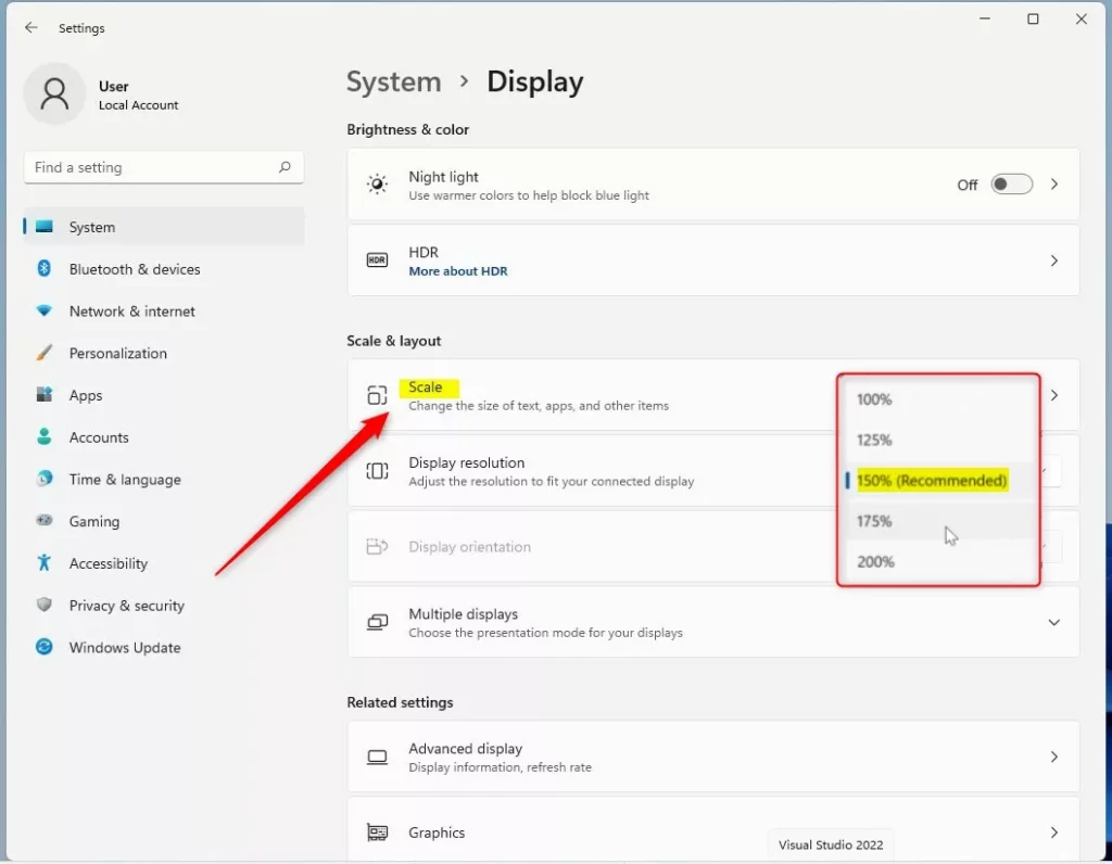windows 11 change dpi level selection