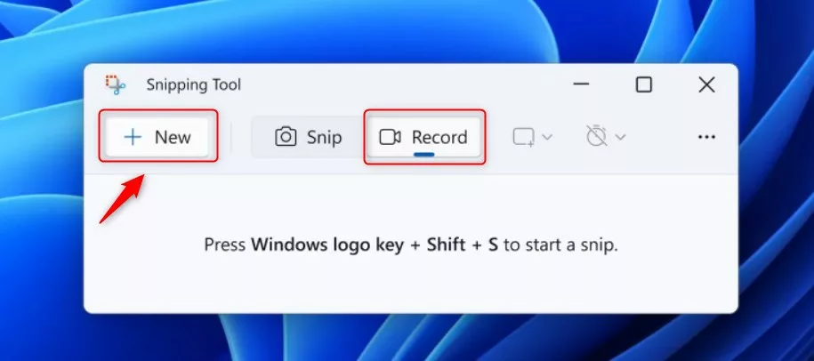 windows snipping tool app with record button