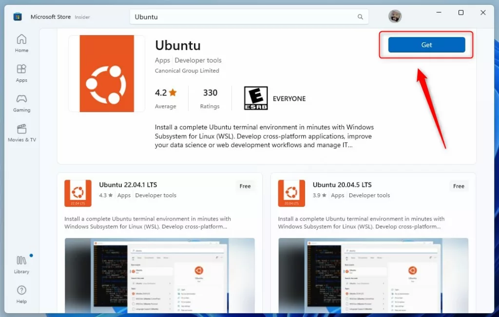 Ubuntu Linux install WSL on Windows