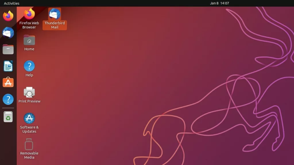 ubuntu linux desktop with icons
