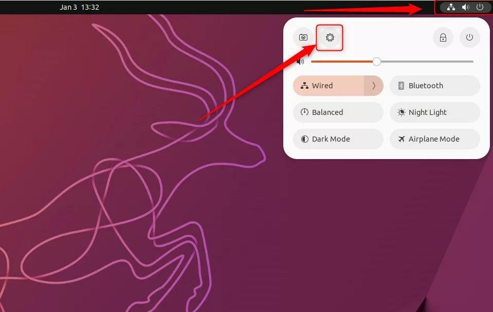 ubuntu linux system menu settings button