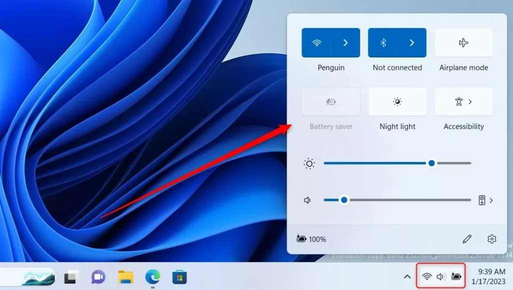 windows quick settings fly out buttons