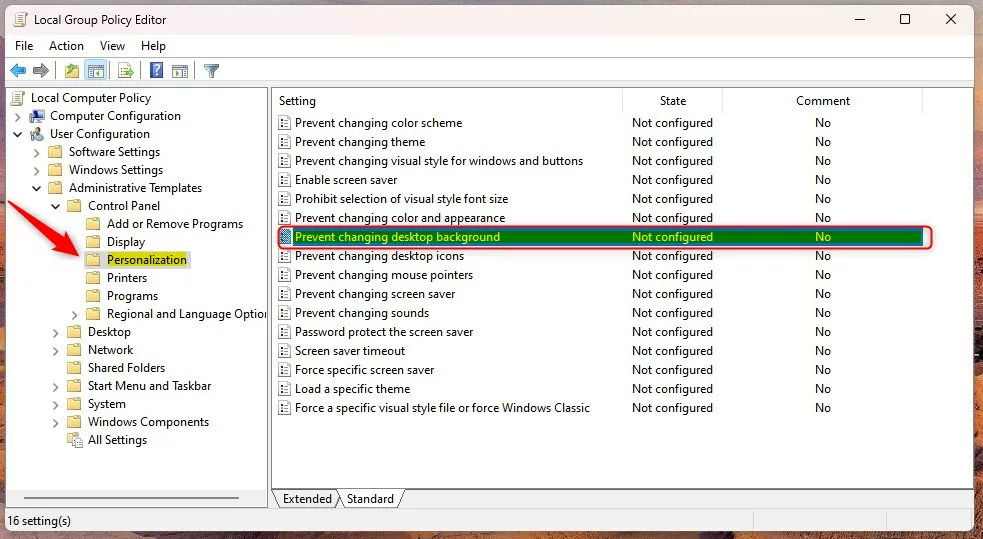 Windows prevent chaning desktop background