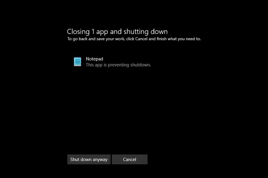 Windows shut down anyway prompt