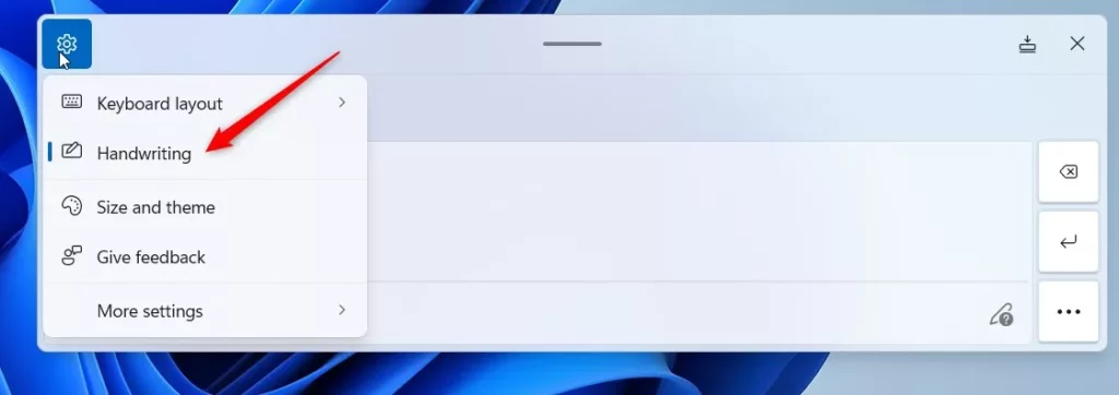 Windows touch keyboard handwriting panel