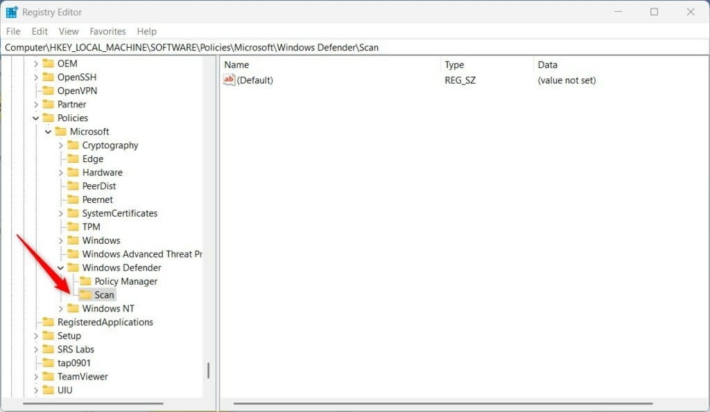 Microsoft Defender scanning options for CPU