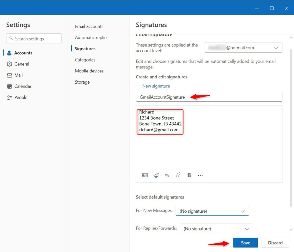Add signatures to Outlook in Windows 11