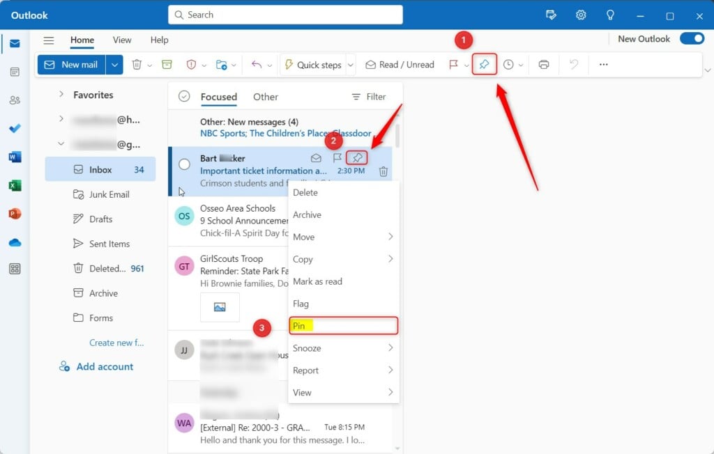 A Guide to Pinning and Unpinning Emails in Outlook on Windows 11 - Geek ...