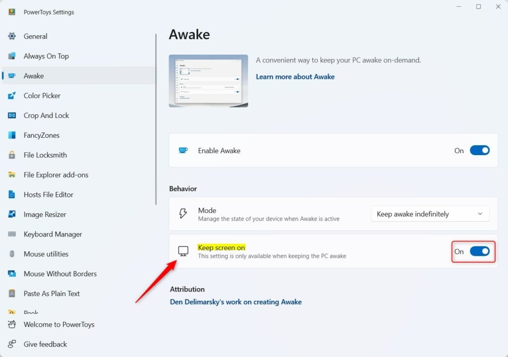 Windows 11 keep screen on indefinitely 