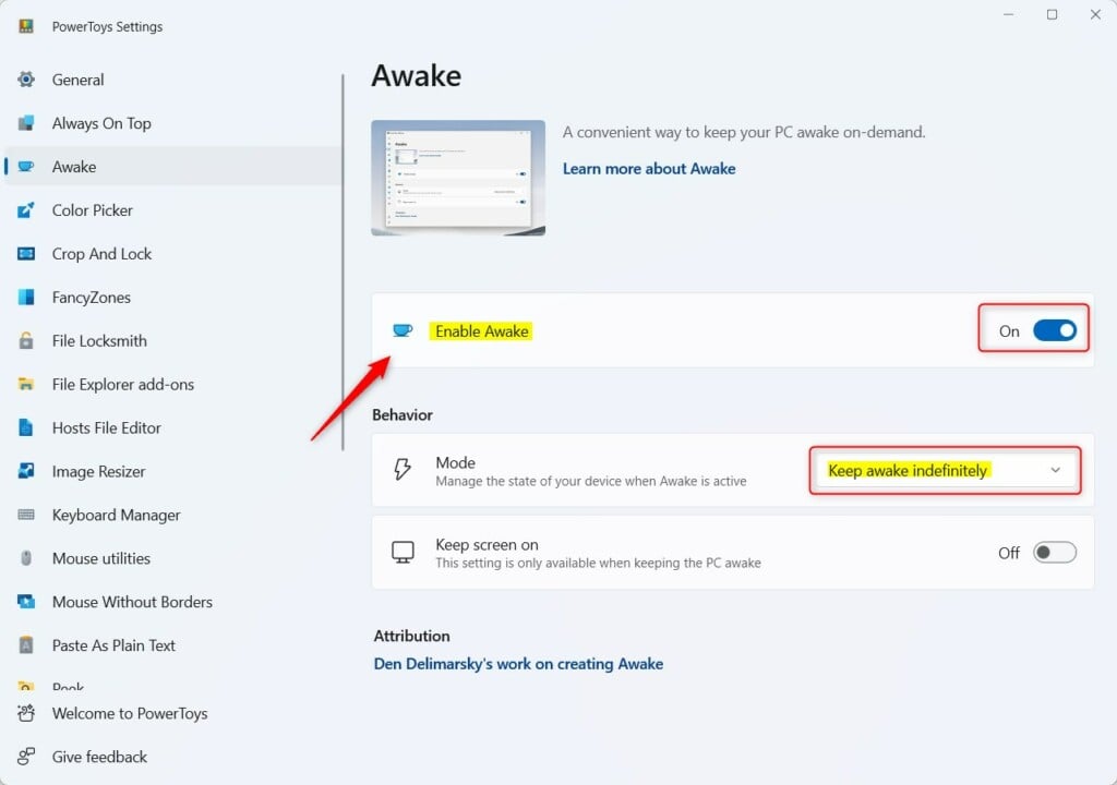 Windows 11 keep screen on indefinitely 