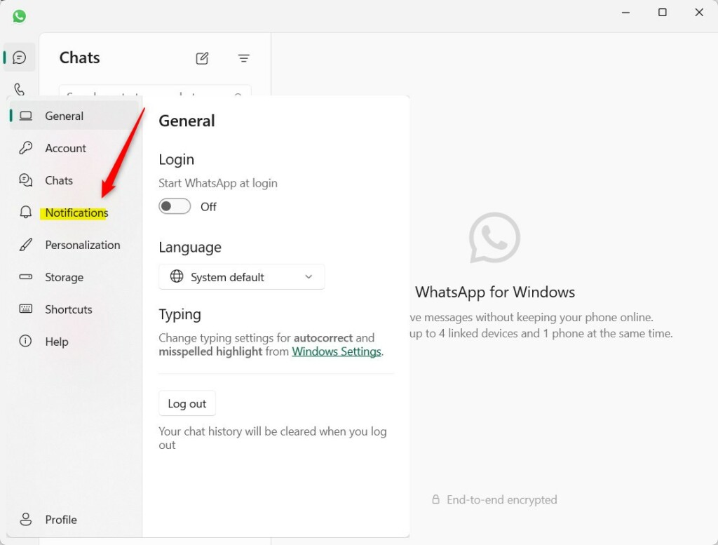 Turn notifications on or off in WhatsApp on Windows 11
