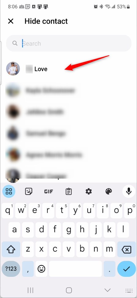Add or remove people from hidden contacts in Messenger