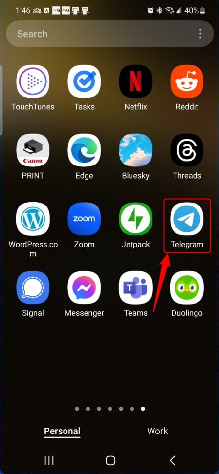 Telegram turn power saving mode on or off menu