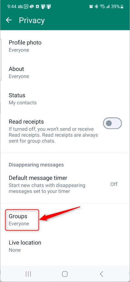 WhatsApp change who can add you to groups