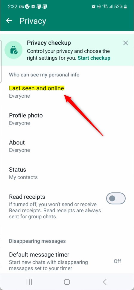 WhatsApp last seen and online status on or off
