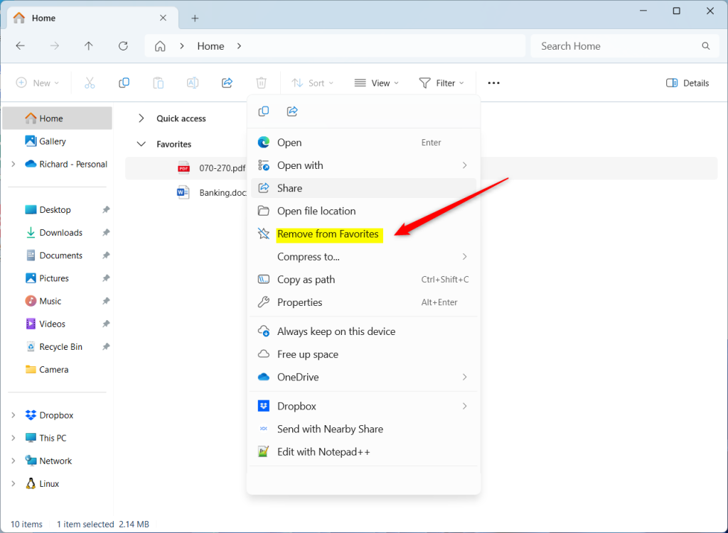 How to add or remove files to your Favorites in File Explorer on ...