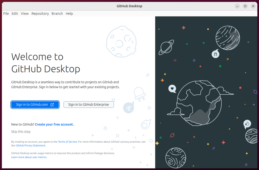 GitHub Desktop app login