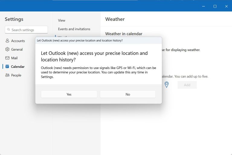 Add Weather to Outlook Calendar
