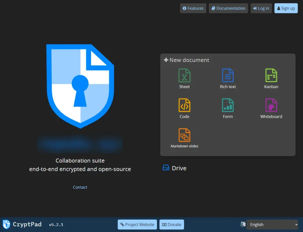 Cryptpad home page in Ubuntu Linux