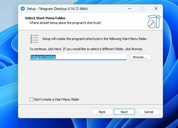 Telegram installer on Windows 11