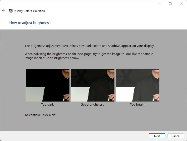 Windows 11 calibrate display wizard settings