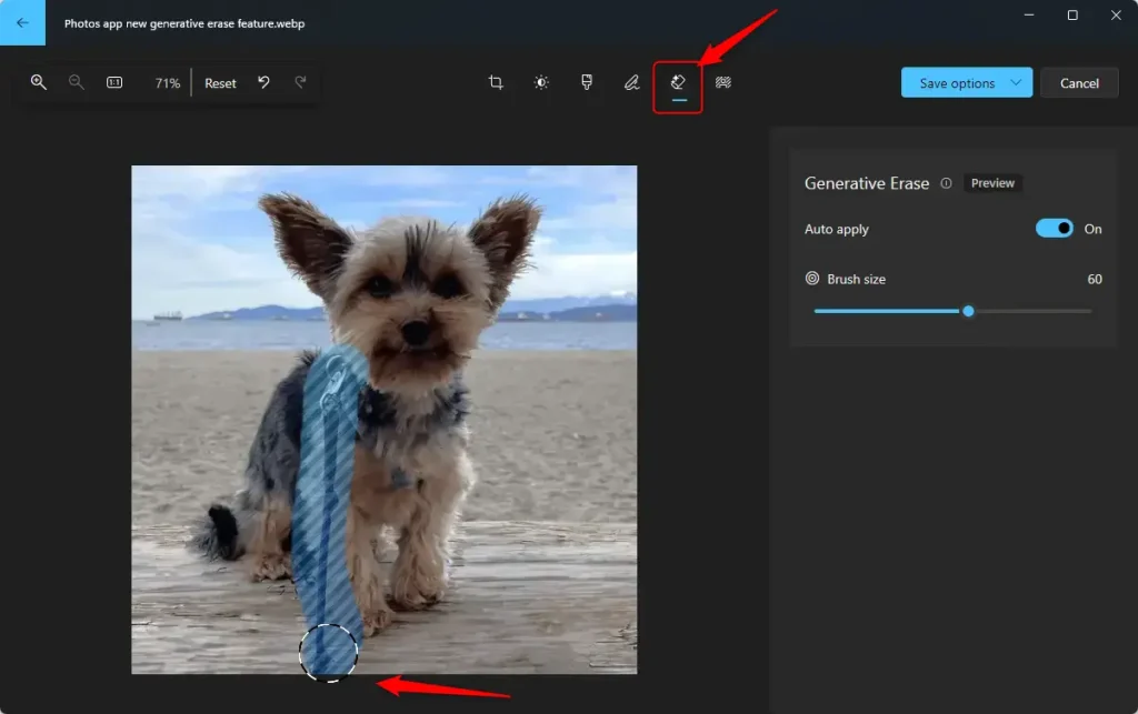 edit photo in the Photos app using generative erase
