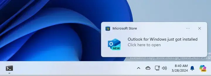 Install Outlook for Windows confirmed