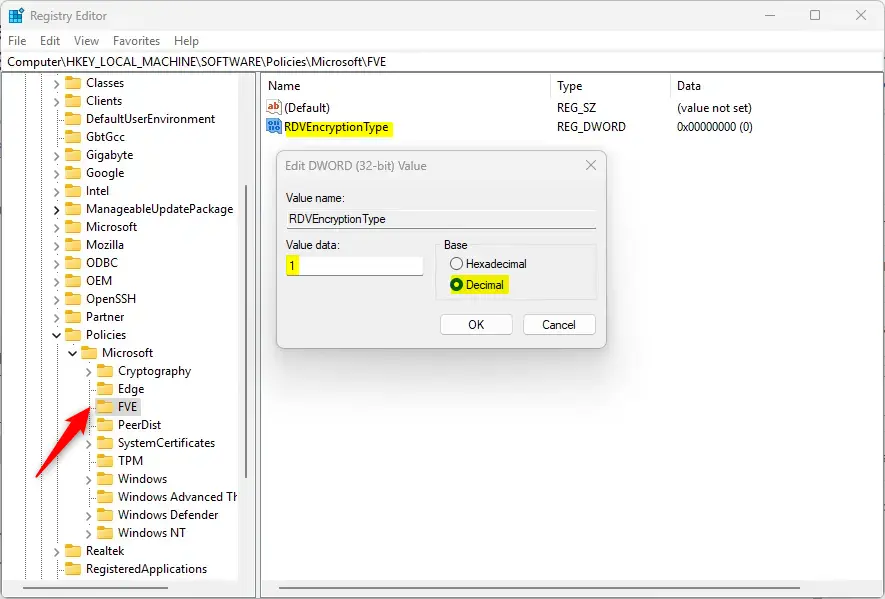 enforce BitLocker encryption type for removeable drives