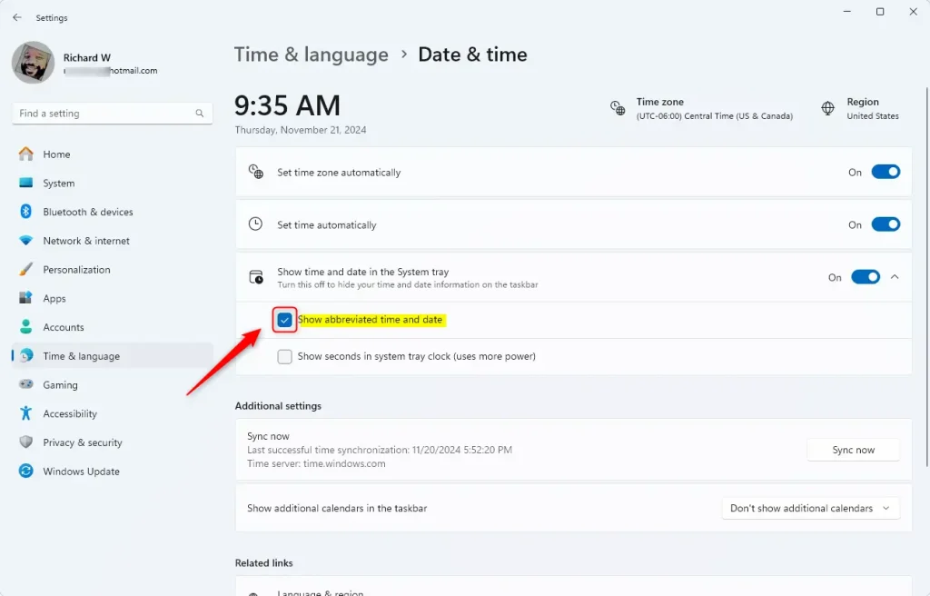 show abbreviated time and date