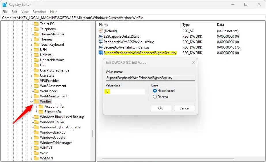 Sign in with an external camera or fingerprint reader registry