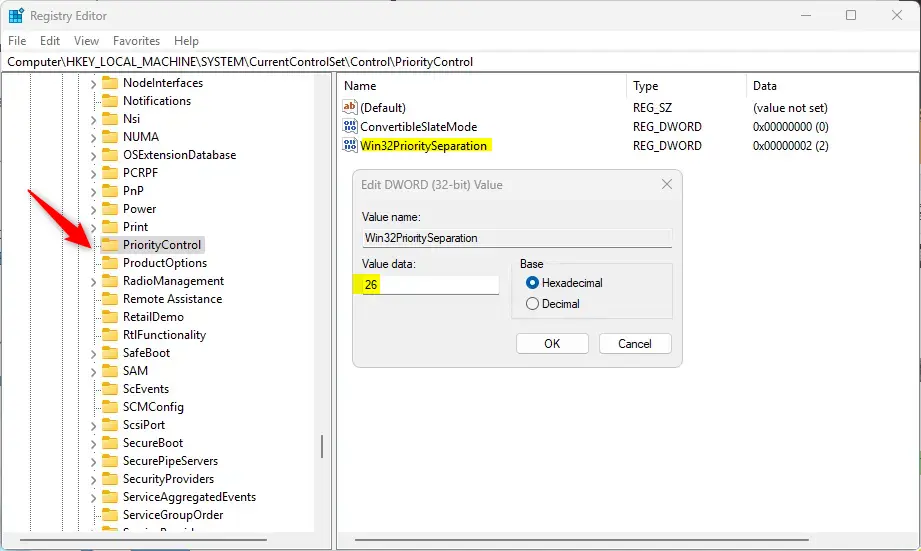Advanced system processor scheduling registry