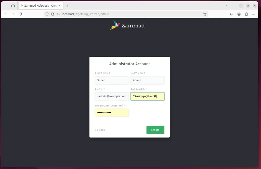 zammad login portal account