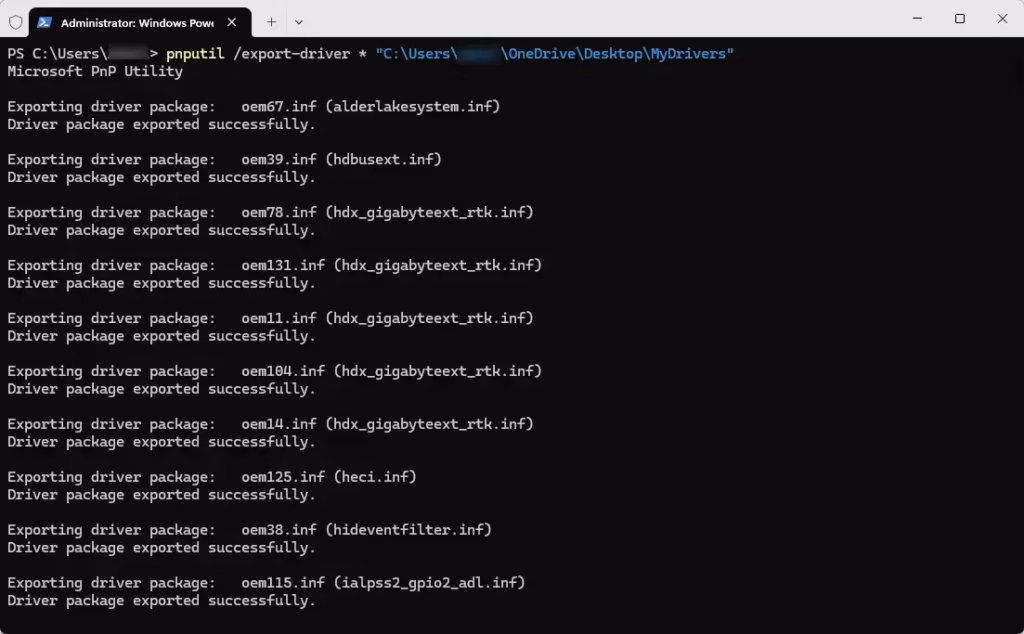 pnputil export drivers windows 11