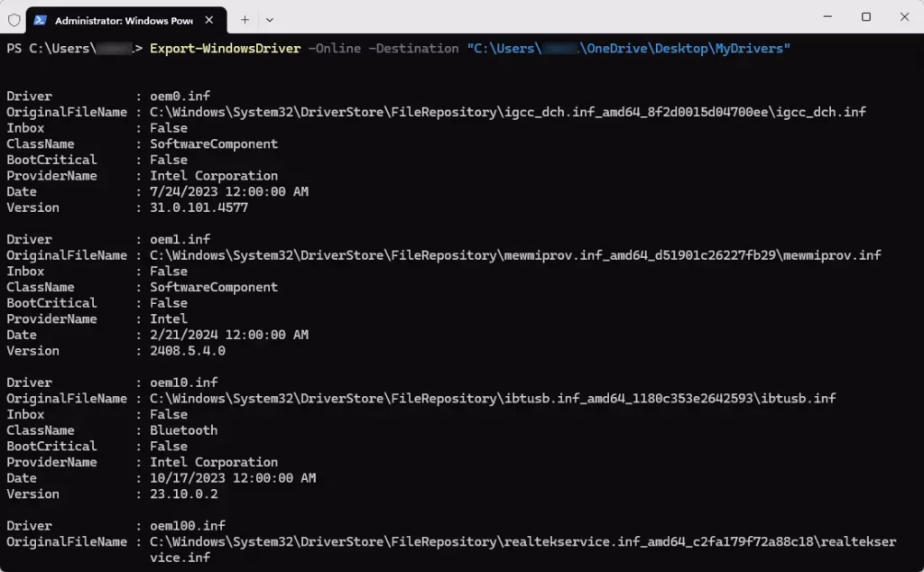 powershell export drivers windows 11