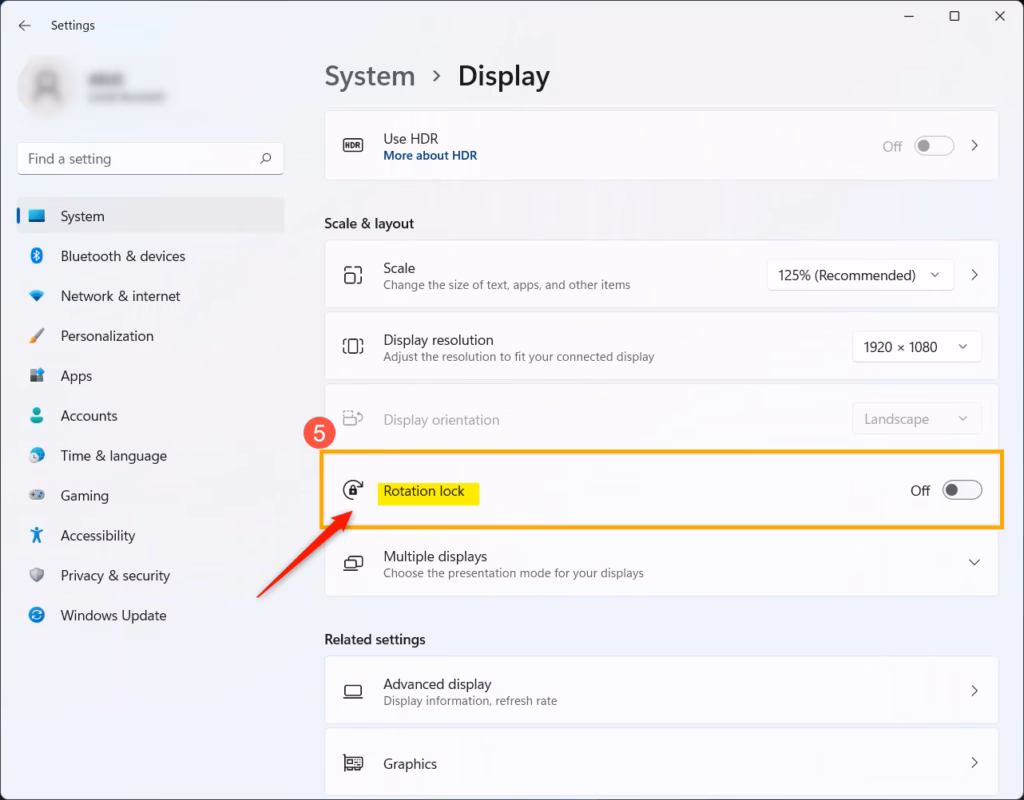 Turn Rotation Lock On or Off