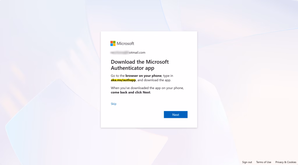 Download Microsoft Authenticator app to add accounts for sign-in.