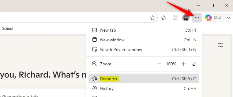 Microsoft Edge toolbar with add multiple favorites button.