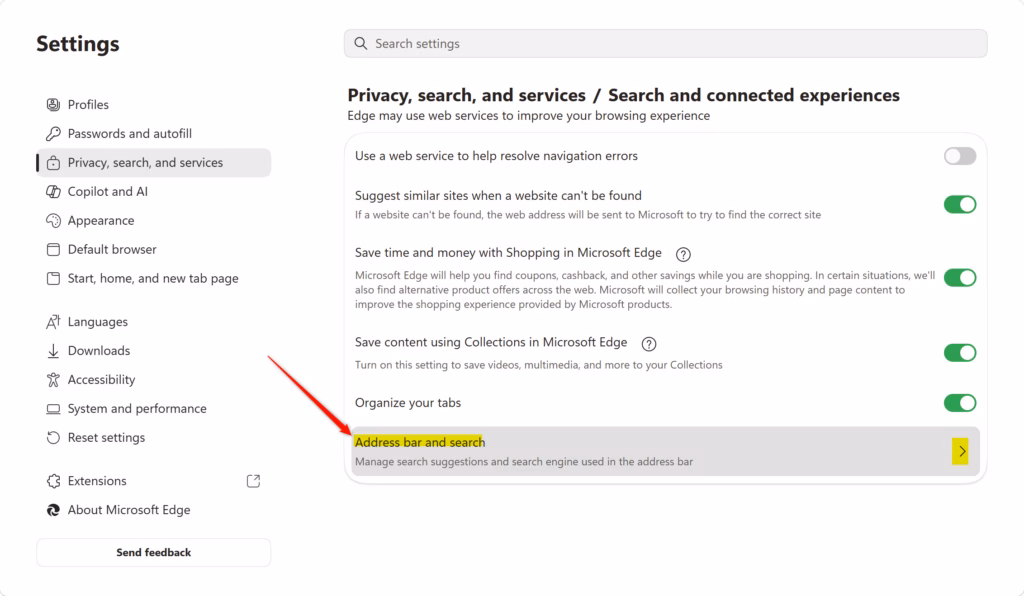 Microsoft Edge address bar highlighted, ready for search input.