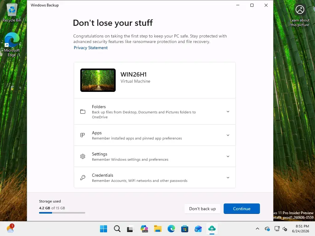 Windows Backup icon reminds users not to lose their important computer files.