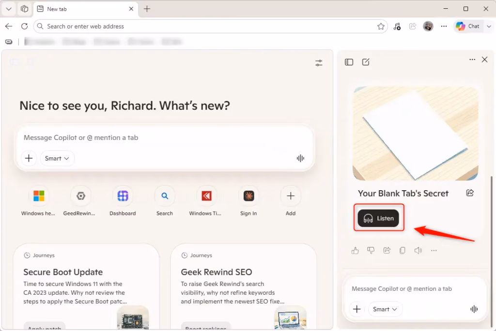 Microsoft Edge Copilot podcast creation complete, ready to listen.