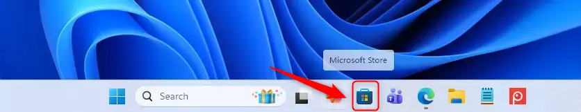 Microsoft Store icon pinned to the Windows taskbar for quick access.