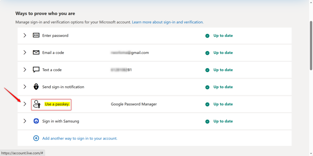Use a passkey to sign in to your Microsoft account without a password.
