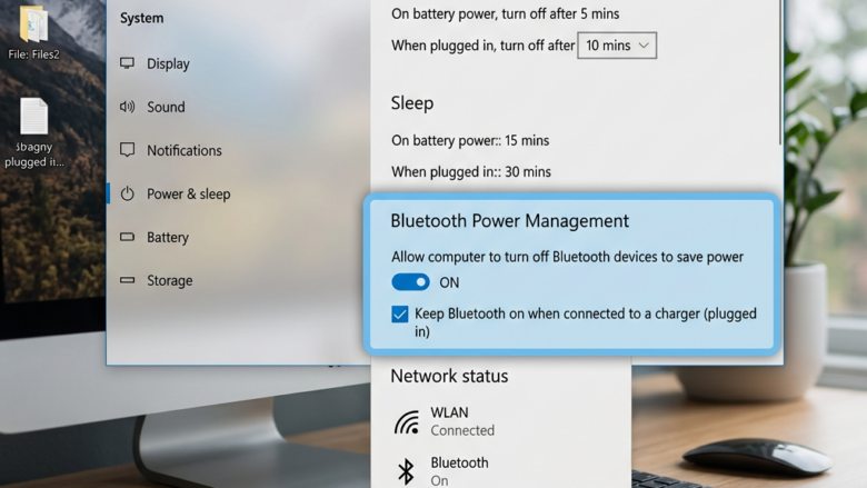 Windows 10 Power & Sleep settings with Bluetooth power management enabled