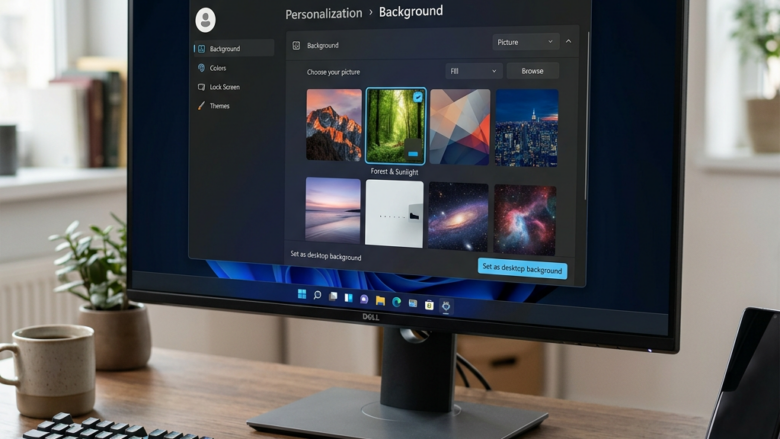 Windows 11 Personalization settings screen showing desktop background options