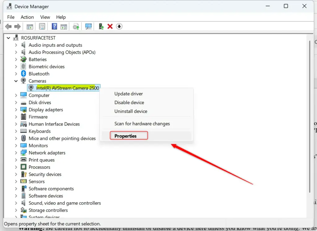 Device Manager window showing device properties in Windows 11.