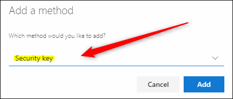 Microsoft account security key method access screen.