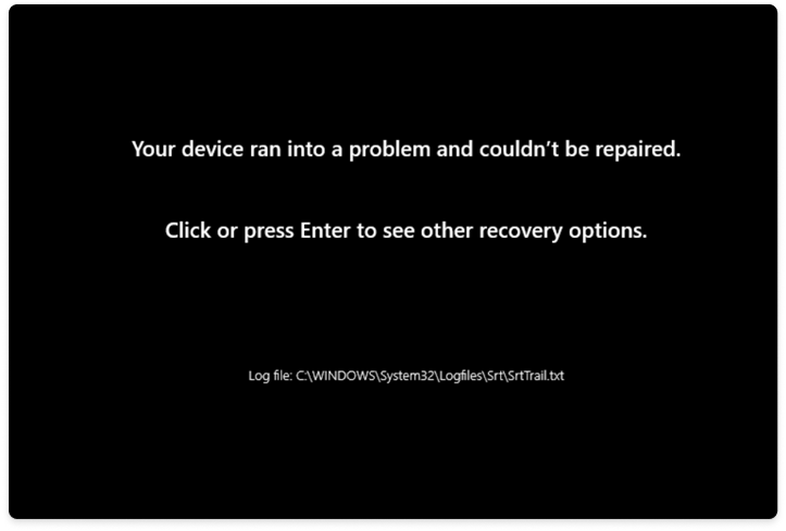 Windows 11 Quick Machine Recovery initiating repair process.