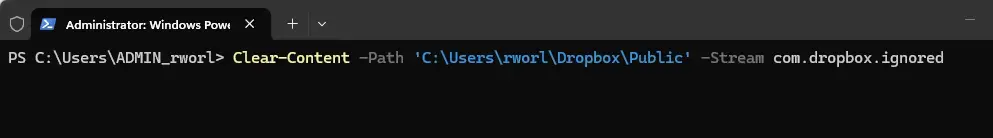 Dropbox command to allow syncing of a file or folder.