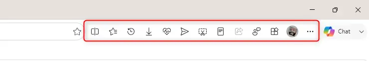 Microsoft Edge toolbar buttons display customization options.