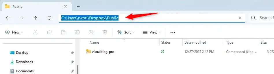 File Explorer window showing a folder path in Windows 11.